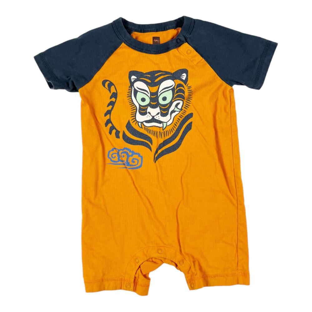 Tea Collection Tiger Raglan Short Romper size 12-18 months